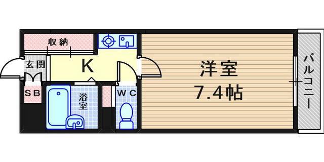 ハビタビリス2(1K/3階)の間取り写真
