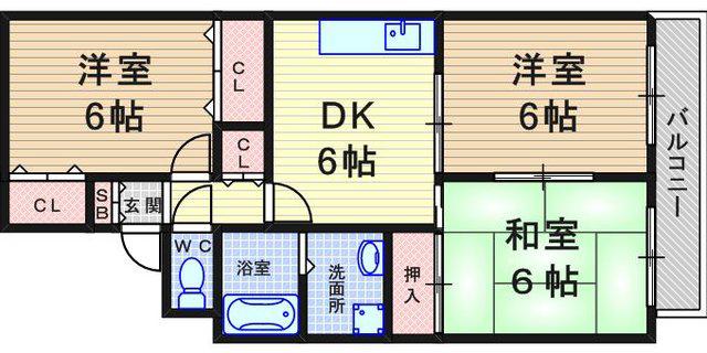 ファミール池ノ上(3DK/2階)の間取り写真