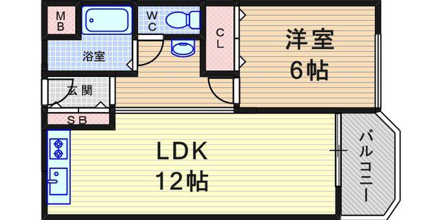水畑マンション(1LDK/3階)の間取り写真