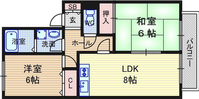 ネオヴェール96(2LDK/2階)の間取り写真