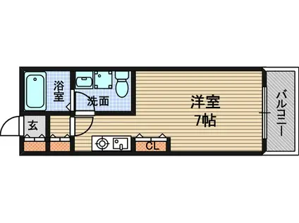 サカトⅠ(1K/4階)の間取り写真