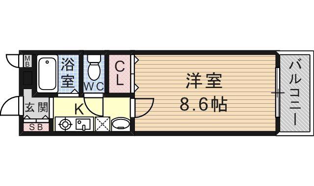 COZYセイケン東(1K/2階)の間取り写真