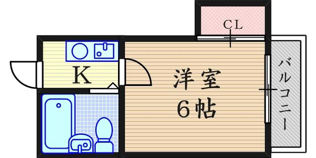レオパレス新伊丹第2(ワンルーム/2階)の間取り写真