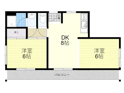 ふじハイツ(2DK/3階)の間取り写真