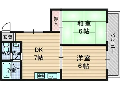 ジュエル武庫之荘2(2DK/4階)の間取り写真