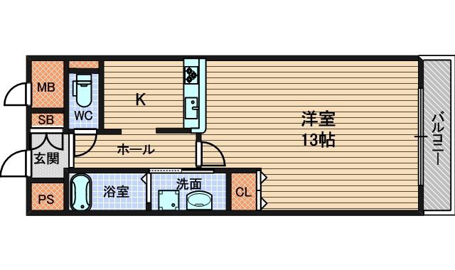 KT-7(1K/4階)の間取り写真