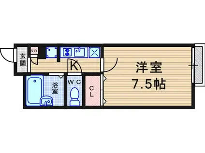 レオパレス近松Ⅱ(1K/1階)の間取り写真