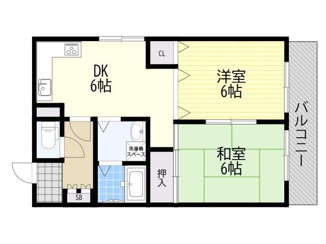 コスモハイツ(2DK/1階)の間取り写真