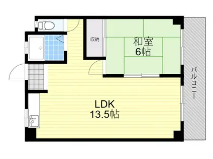 コーポ白峰(1LDK/4階)の間取り写真