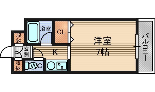 ハイツアルペン武庫之荘(1K/3階)の間取り写真