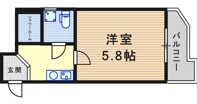リエゾン塚口(1K/3階)の間取り写真