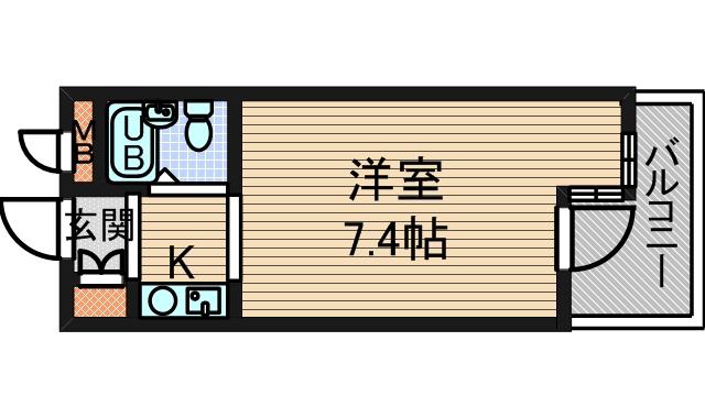 ジョイフル塚口(ワンルーム/4階)の間取り写真