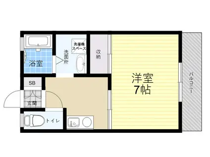 グリーンハイツ新伊丹 AB棟(1K/2階)の間取り写真