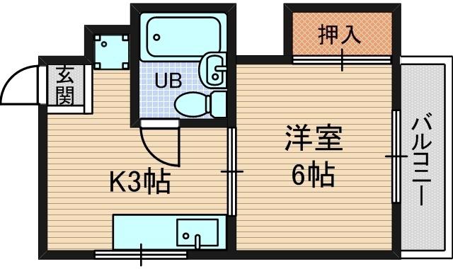 エンプレス南塚口(1K/2階)の間取り写真