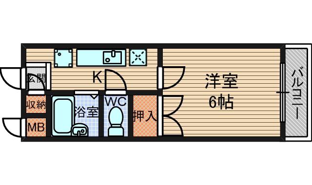 リバティー稲野(1K/3階)の間取り写真
