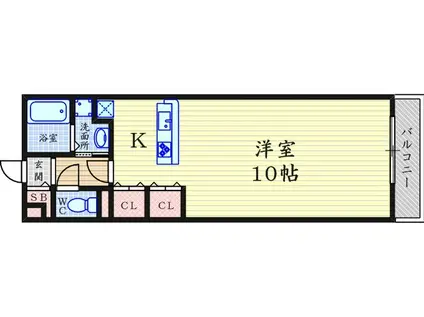 クオーレ南武庫(1K/2階)の間取り写真