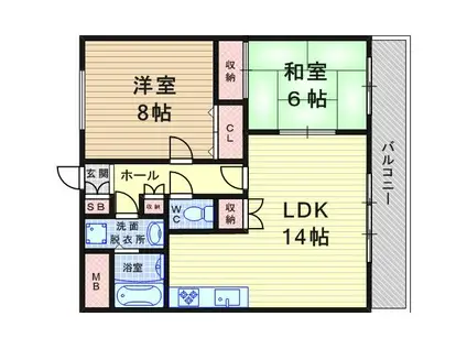 アクティモリノブ(2LDK/4階)の間取り写真