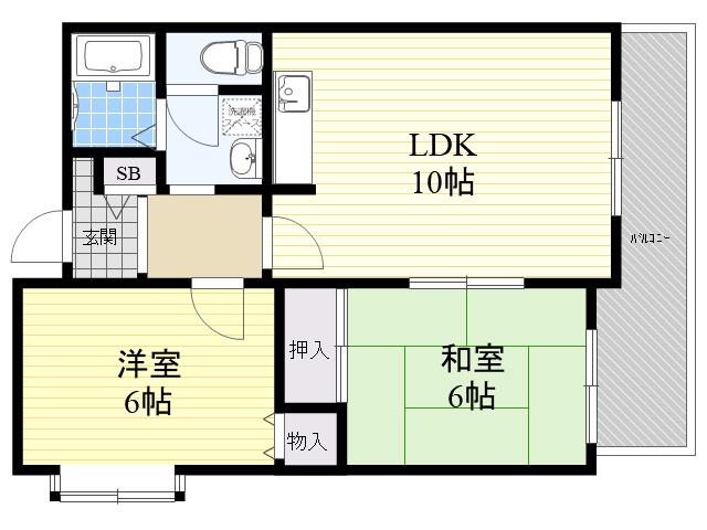 コーポサンルイス(2LDK/5階)の間取り写真