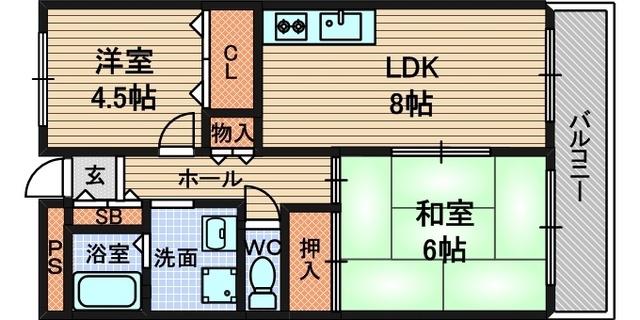 メゾンパール(2LDK/1階)の間取り写真