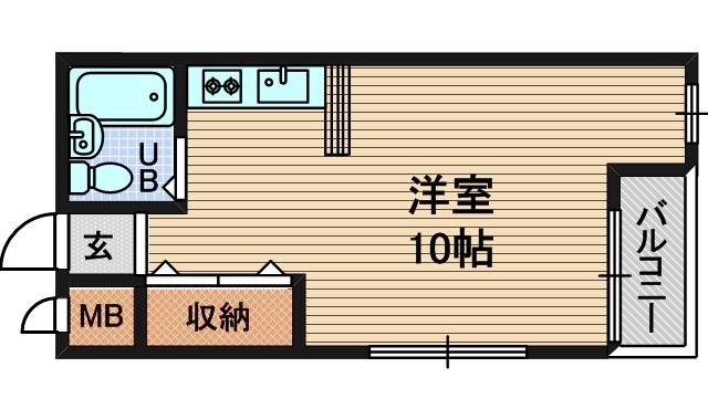 RUHE(ワンルーム/3階)の間取り写真