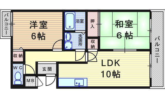 セントエルモスⅠ(2LDK/5階)の間取り写真