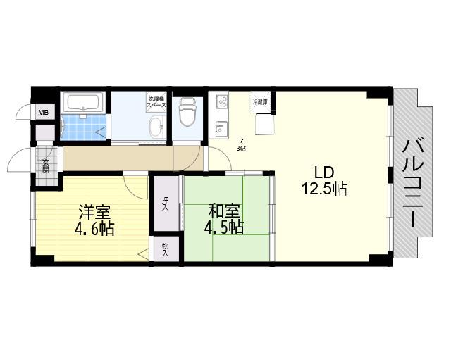 エムグランツ二番館(2LDK/1階)の間取り写真