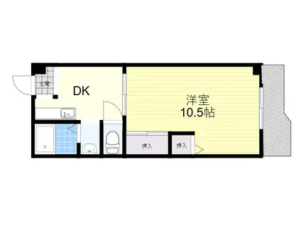 松俊ハイツ(1DK/3階)の間取り写真