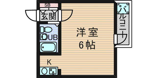 サンパレス21塚口2(ワンルーム/2階)の間取り写真