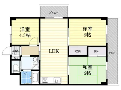 ローレルハイム塚口(3LDK/2階)の間取り写真