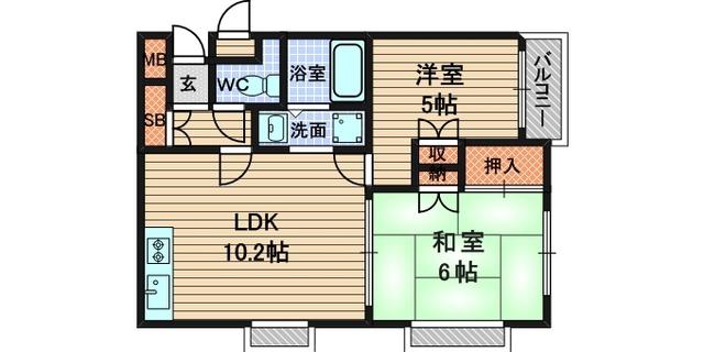 ラ・メゾン・クレール(2LDK/1階)の間取り写真