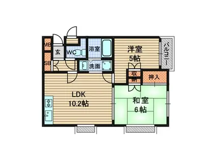 ラ・メゾン・クレール(2LDK/2階)の間取り写真