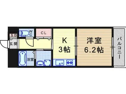 SHARON塚口(1K/2階)の間取り写真