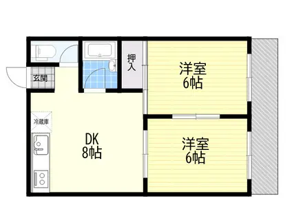リヴィエール尾浜(2DK/3階)の間取り写真