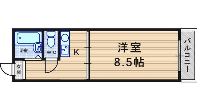 シードワン(1K/2階)の間取り写真