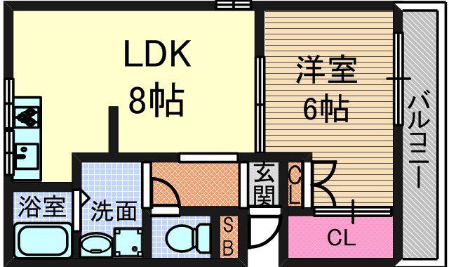 シュレスヘン南塚口(1LDK/1階)の間取り写真
