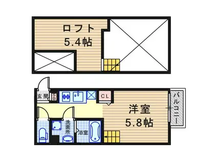リベール塚口(1K/1階)の間取り写真