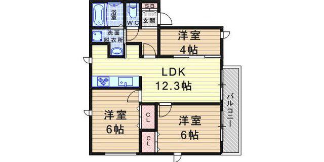 楢の木武庫之荘 南棟(3LDK/1階)の間取り写真