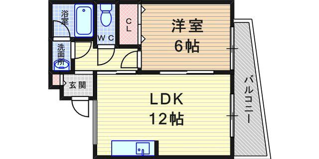 ミスターK北武庫之荘(1LDK/2階)の間取り写真