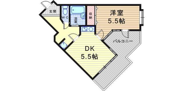 OSビル(1DK/2階)の間取り写真