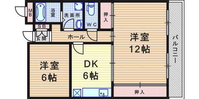 フリーダム中村(2LDK/3階)の間取り写真
