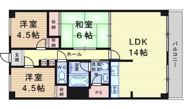 サンマンション塚口第二(3LDK/4階)の間取り写真