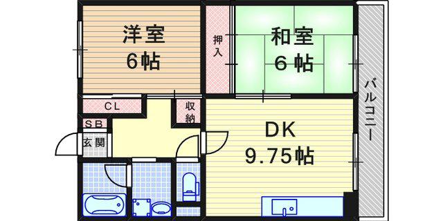 武庫之荘ガーデン(2DK/3階)の間取り写真