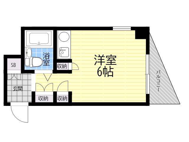キューブ東塚口(1K/9階)の間取り写真