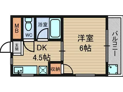 メゾンピッコロ塚口(1DK/1階)の間取り写真