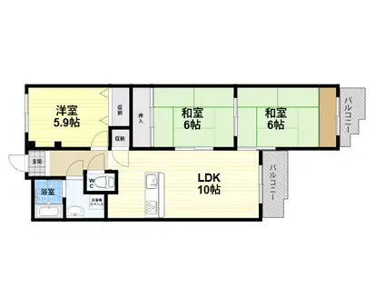 ウインザアベニュー塚口(3LDK/2階)の間取り写真