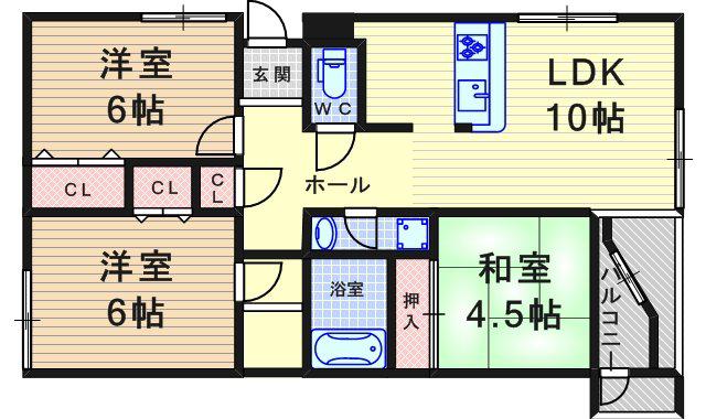 サーティ福弥(3LDK/2階)の間取り写真