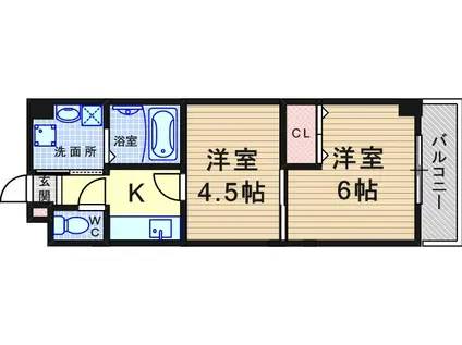 ト-シンクレール塚口(1LDK/3階)の間取り写真