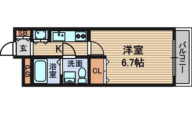 アンシャンテカーロ(1K/5階)の間取り写真