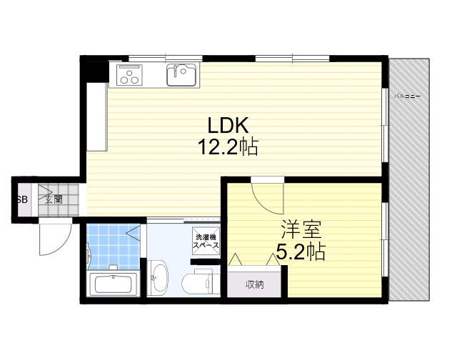 ウィズ富松2番館(1LDK/3階)の間取り写真