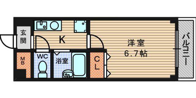 アクティ塚口(1K/6階)の間取り写真